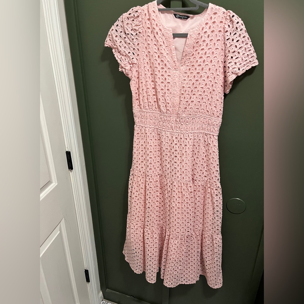 PrettyGarden Pink Eyelet Dress Medium